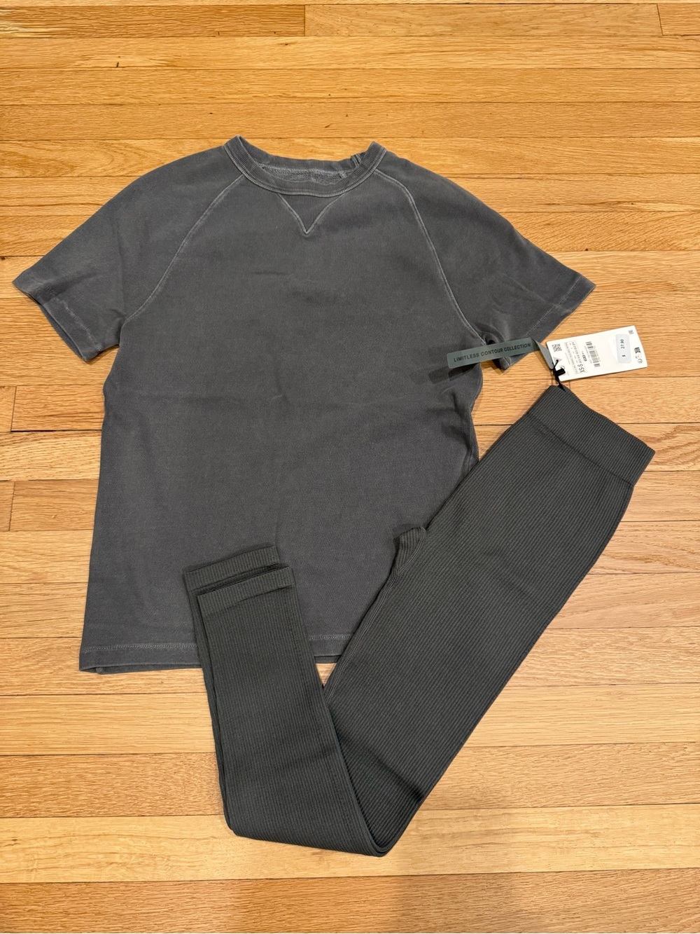 Charcoal Two-Piece Loungewear Set - Old Navy Tee NWOT & Zara Ribbed Leggings NWT
